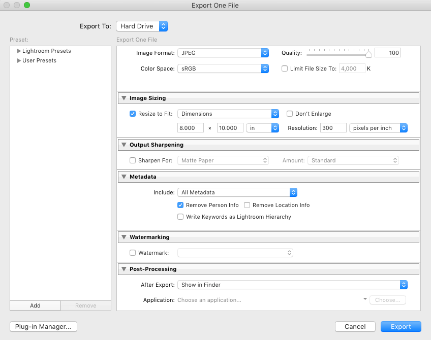 Lightroom Image Sizing Resolution