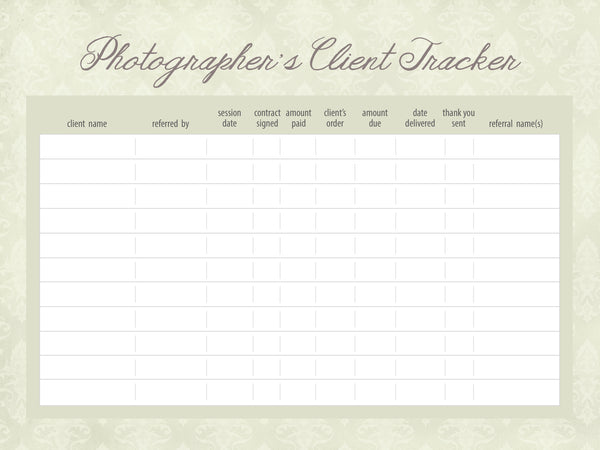 Free Photography Client Tracker Download