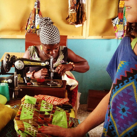 Women in Ghana designing handmade dresses