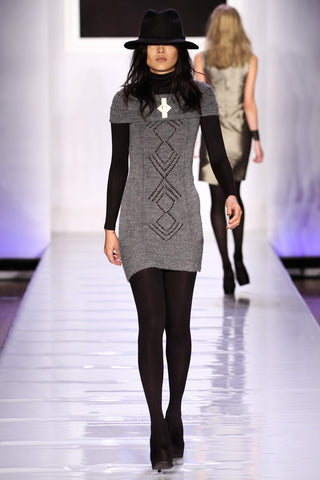 Look 10: Dalad| Hand knit cowl dress, natural grey 100% llama.