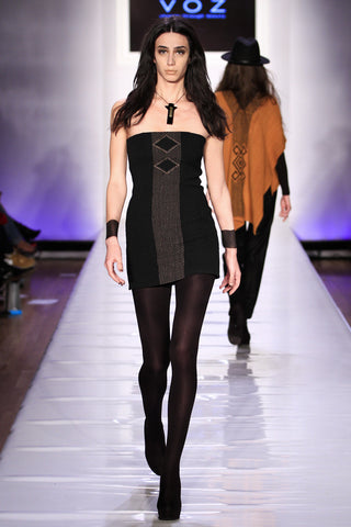 Look 3: Salome| Mini dress, black / grey 100% wool, hand loomed and dyed with clays and moss