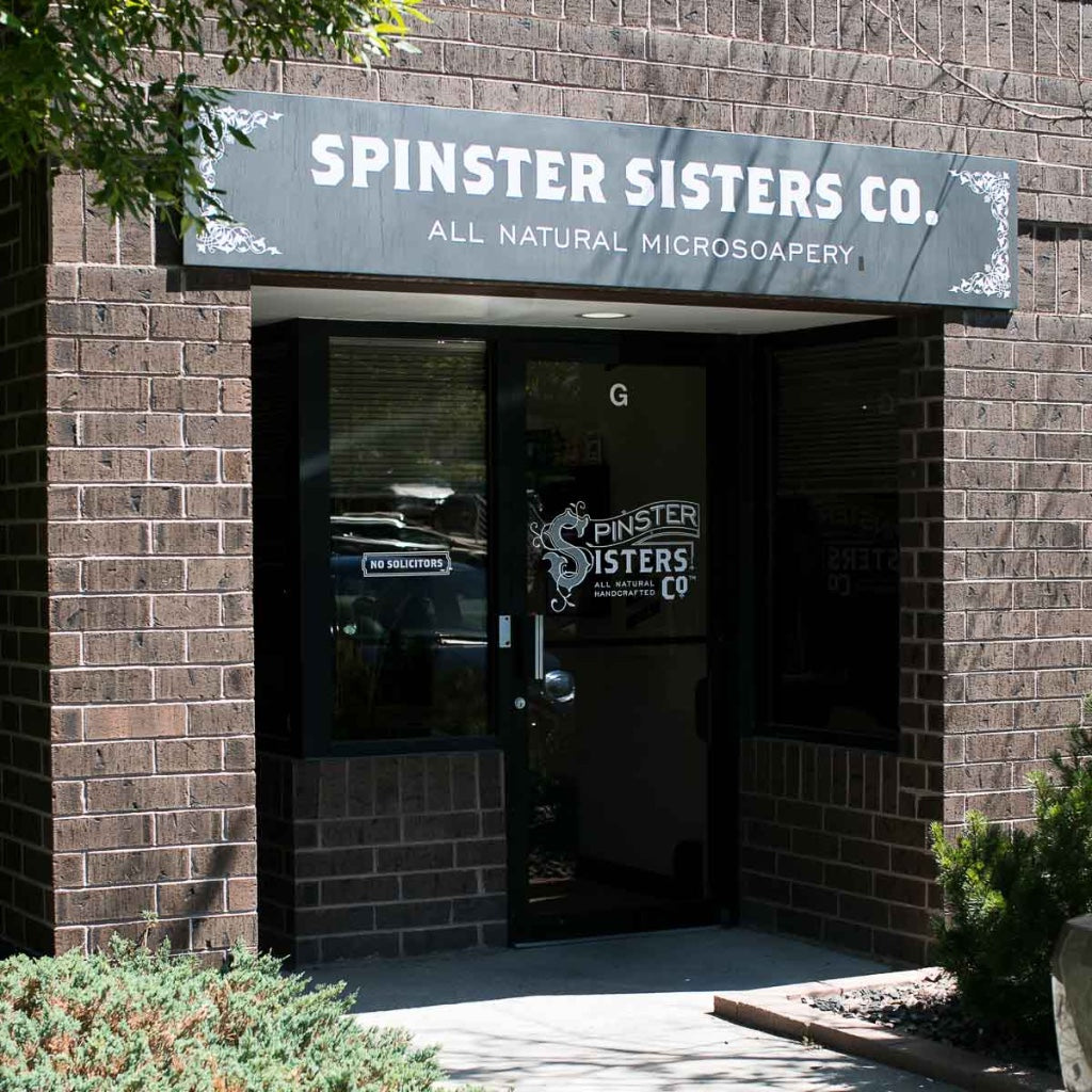 Front entrance with Spinster Sisters Co. sign