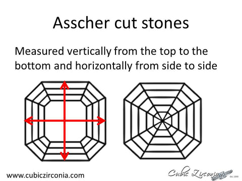Asscher cut loose stone measurement diagram