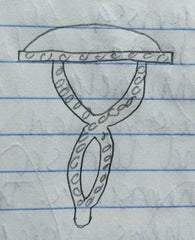 hand-drawn rendering of criss-cross engagement ring