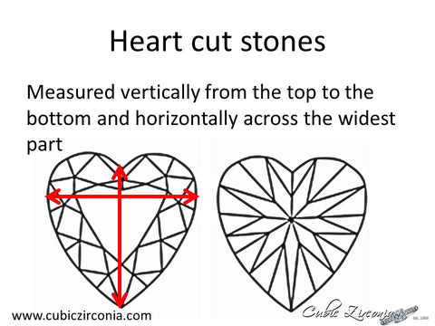 Heart cut loose stone measurement diagram