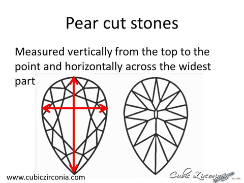 Pear cut loose stone measurement diagram