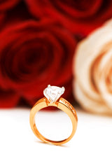cubic zirconia engagement ring with roses