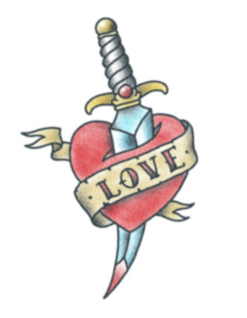 Traditional Heart And Dagger Tattoo