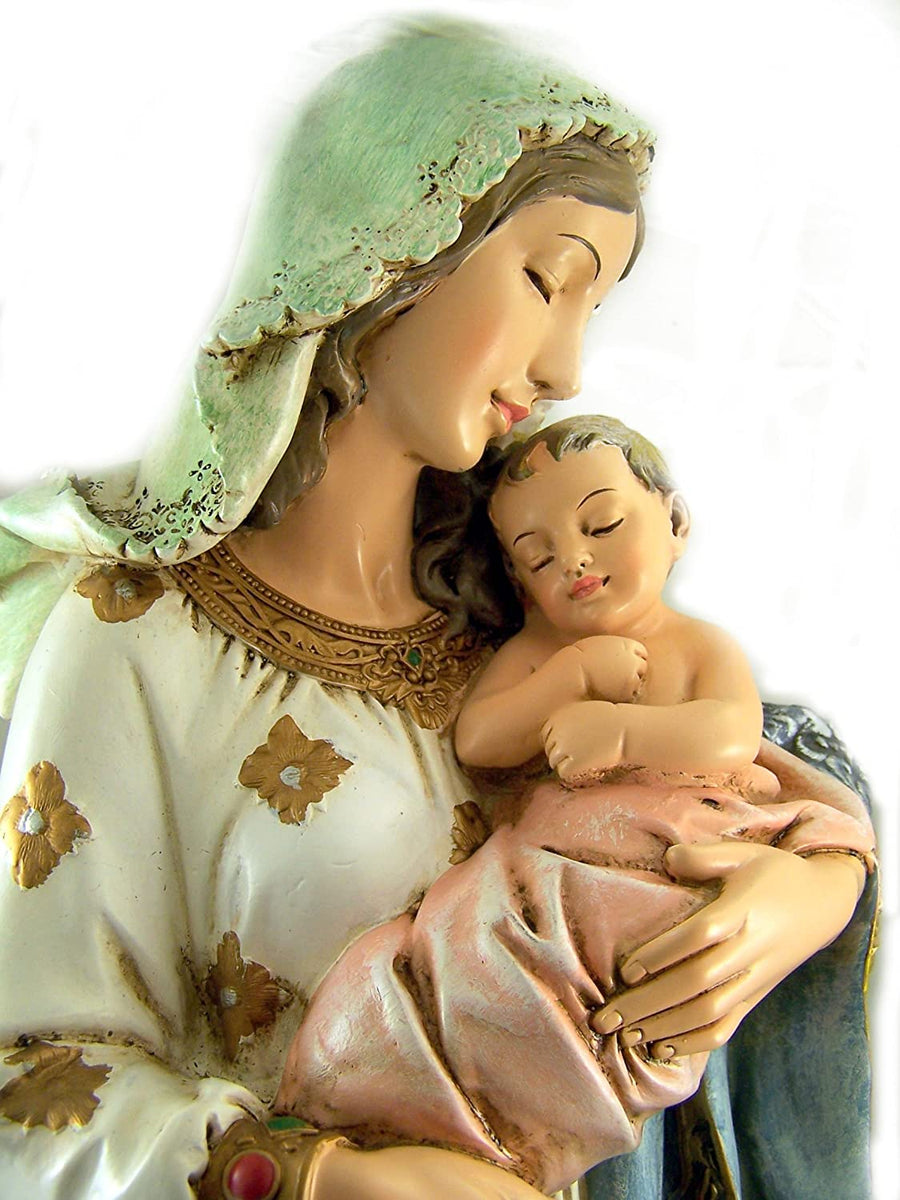 Religious 23 Inch Blessed Virgin Mary Madonna and Infant Jesus Christ Child  Church Figure Statue