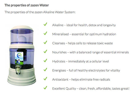 Properties of the zazen Alkaline Water System