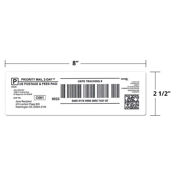 2 1/2" x 8" Shipping Labels – Stamps.com Supplies Store