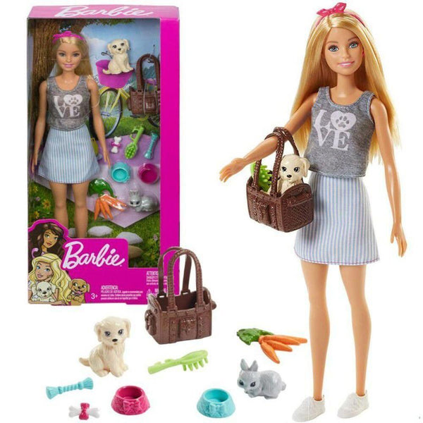snijder wekelijks Ver weg Barbie Animal Lovers Playset Puppy and Bunny Doll – StockCalifornia