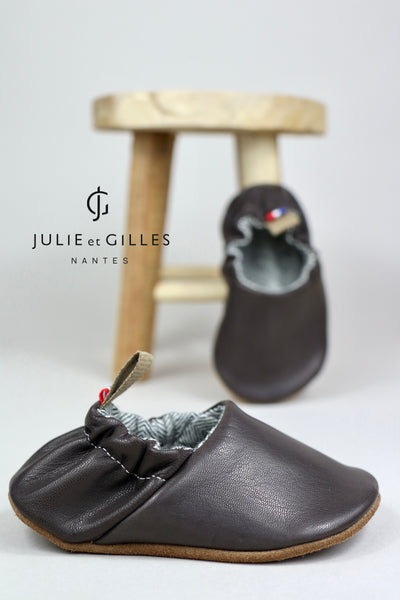 Chaussons bébé en cuir souple-Chaussons premiers pas- Chaussons made in  France-Vert d'eau – Julie et Gilles
