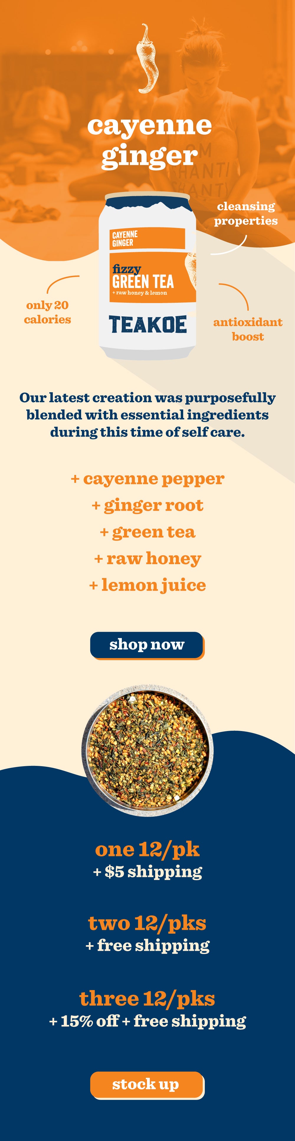 TEAKOE NEW FLAVOR! Cayenne Ginger Fizzy Green Tea