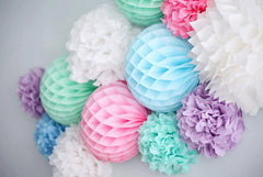 Pastel honeycomb ball decorations