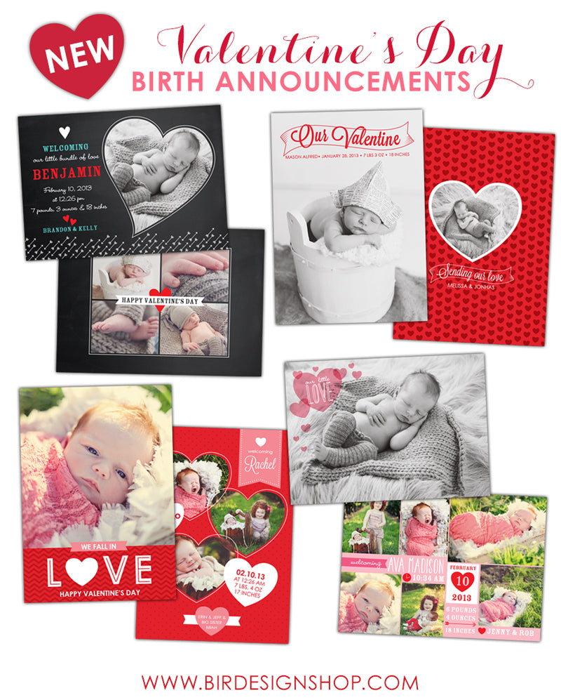 Valentine Birth Announcements Photoshop templates