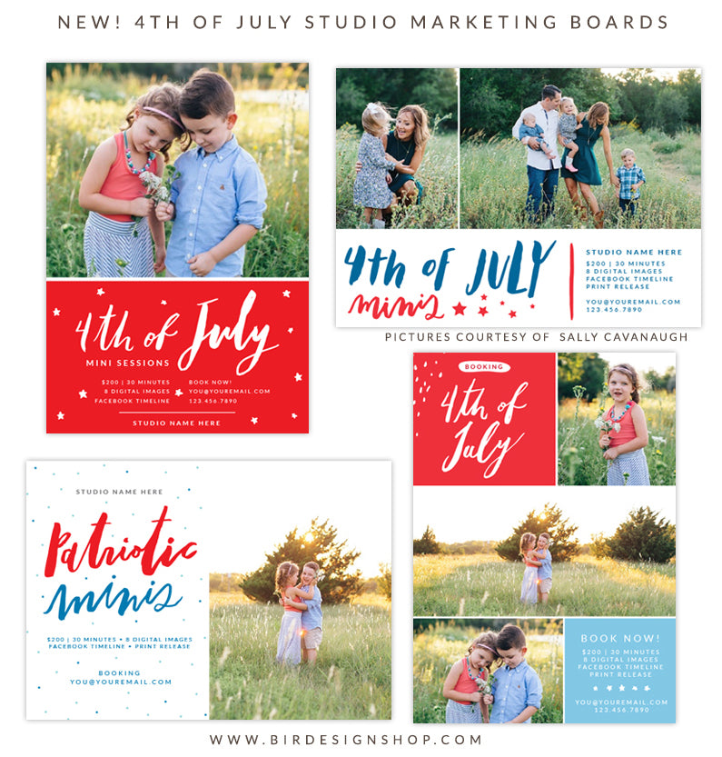 4th of july mini sessions marketing boards
