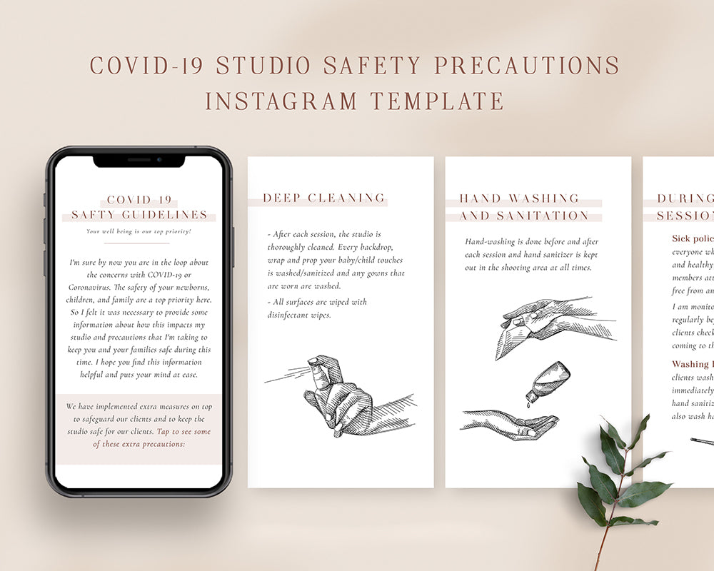 Covid-19 Studio Safety Guidelines Photoshop Template - For instagram