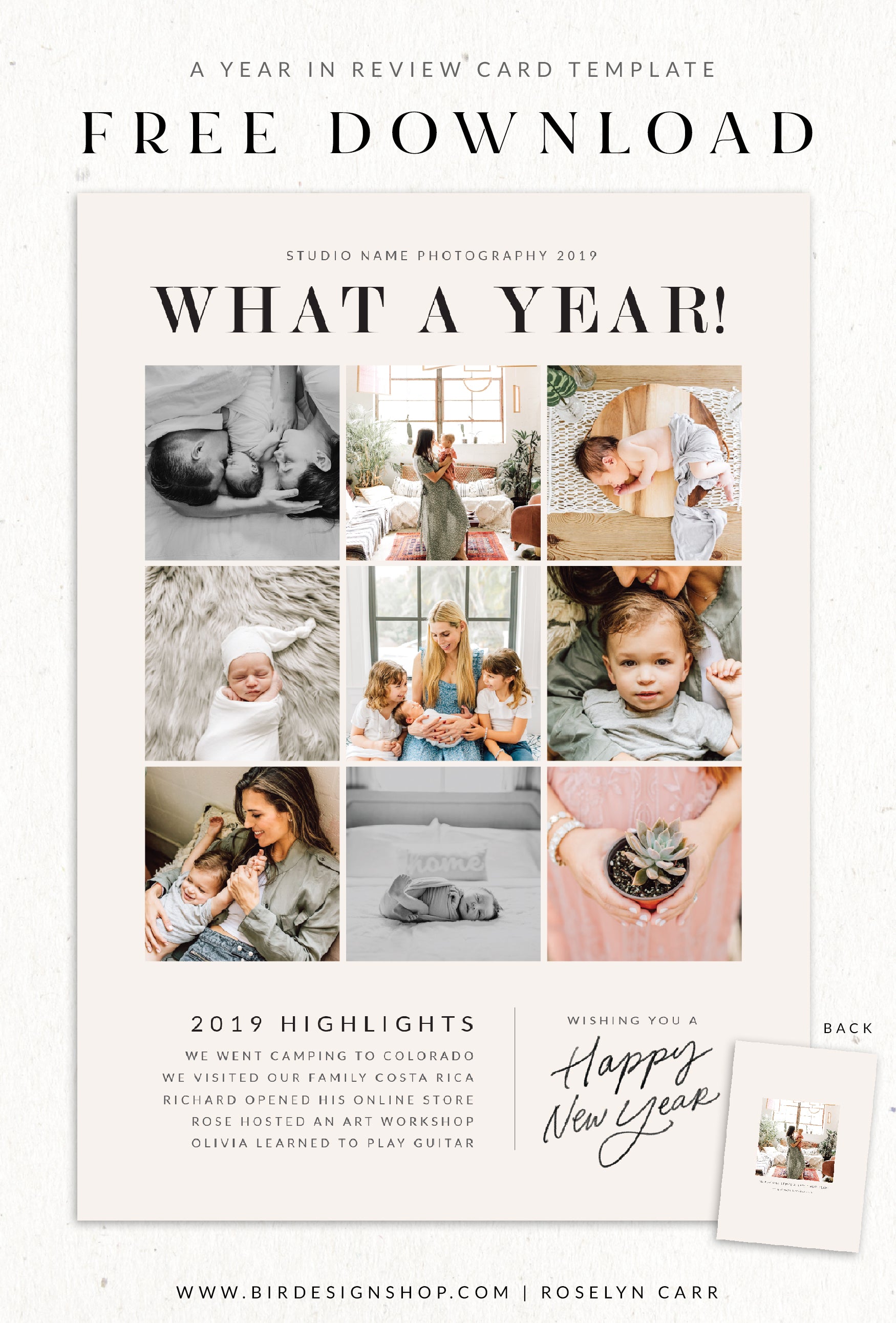 Free a year in review card template