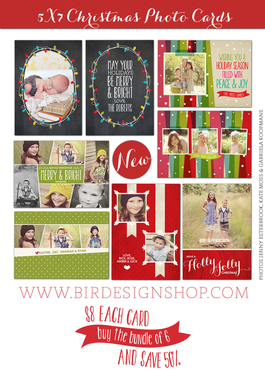 Christmas Photo Cards Photoshop templates for photographers