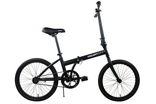 Projekt - 20" inch Folding City Bike Single Speed Uno Compact College Bicycle, Black