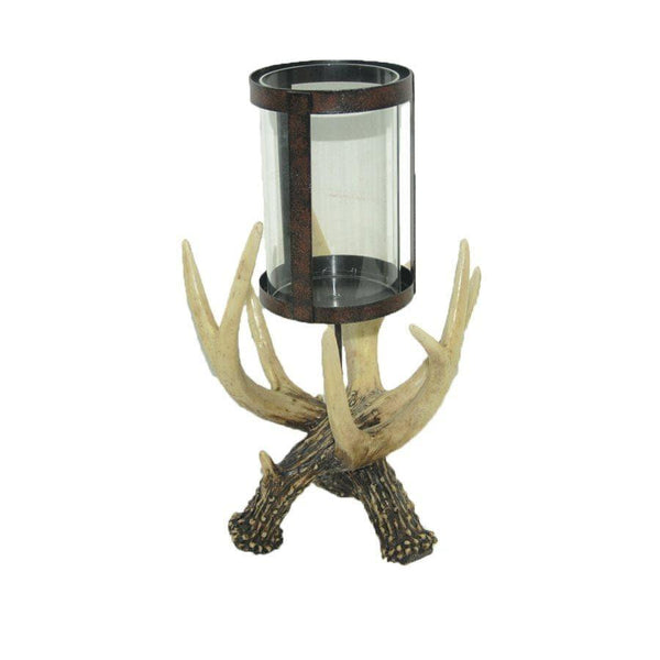 Small Antler Hurricane Candle Holder Wild Wings 