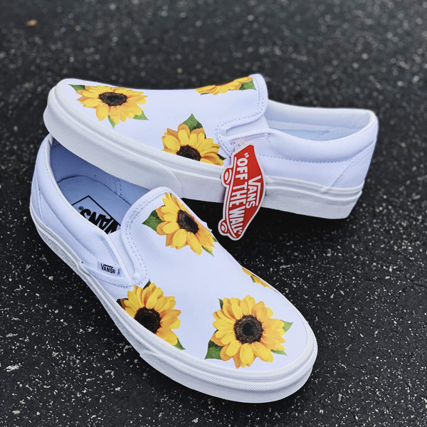 vans slip ons with sunflowers