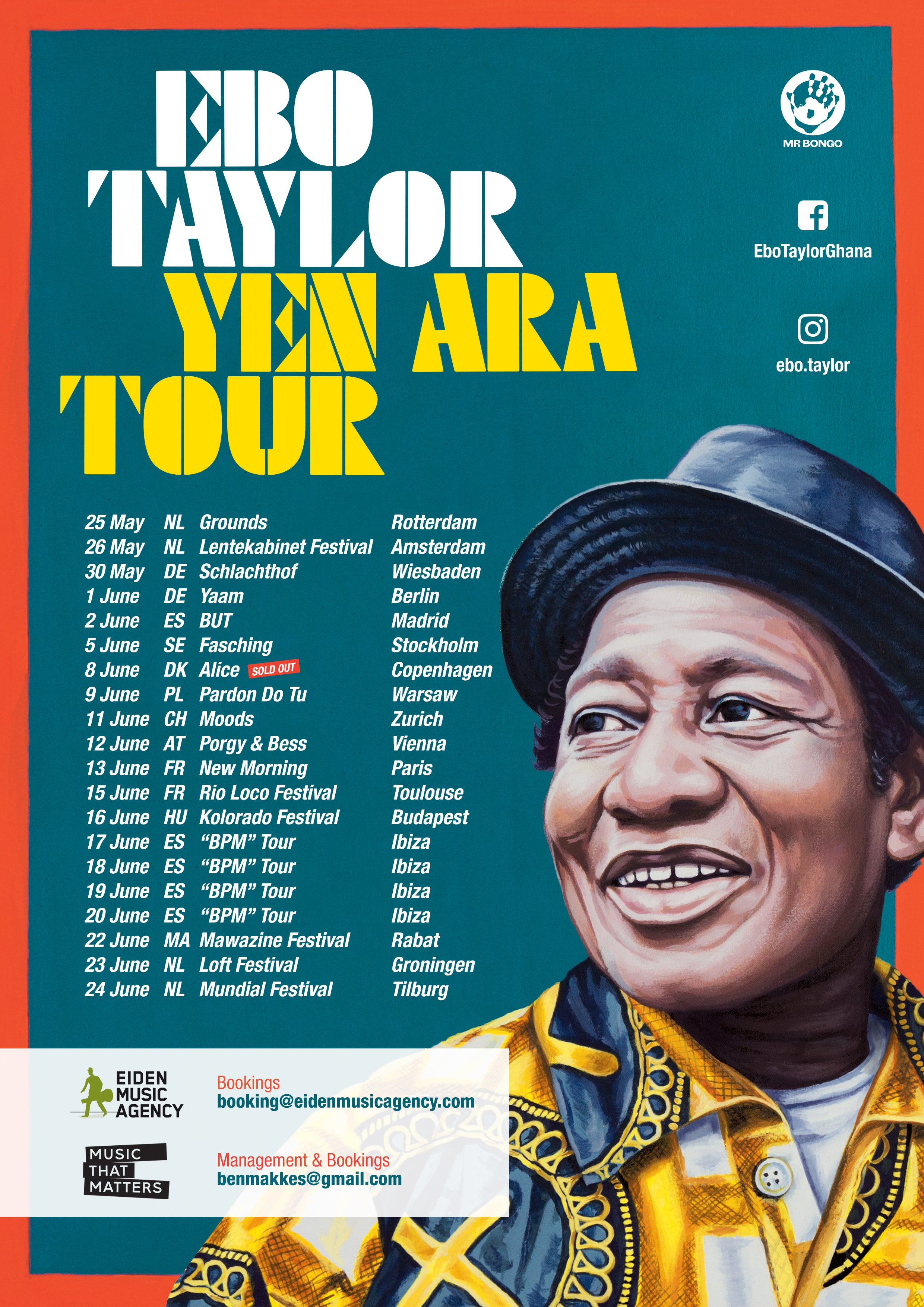 Ebo Taylor 'Yen Ara' 2018 European tour dates