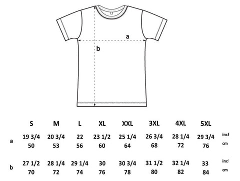 mr bongo t shirt size chart