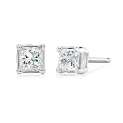 Genuine Diamond Studs 14K White Gold Princess Cut .20 Carats