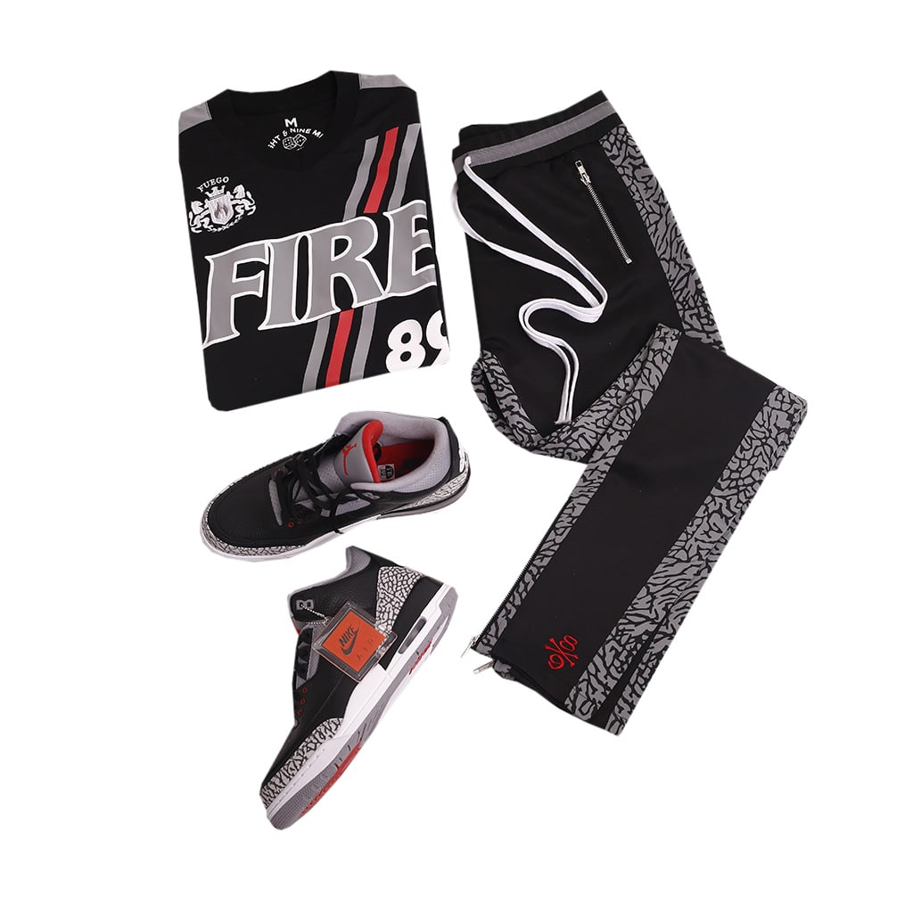 2018 Jordan Black Cement 3 Jersey And Pants