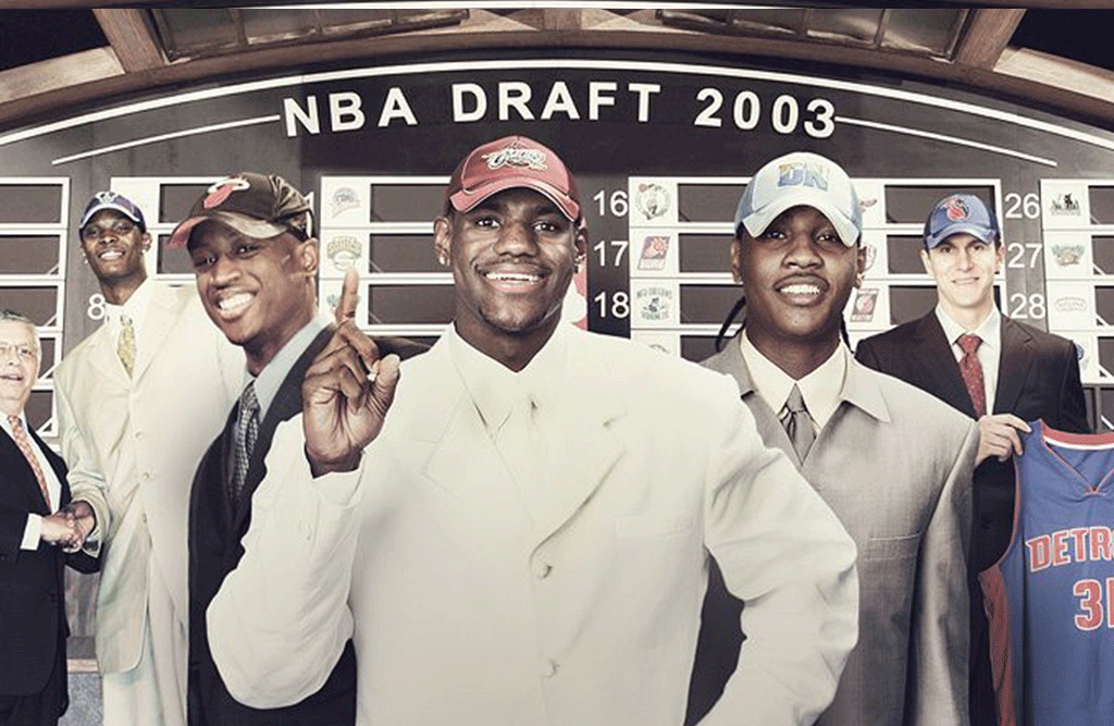 NBA 2003 Draft Picks LeBron, Wade, Bosh, Melo, Kaman