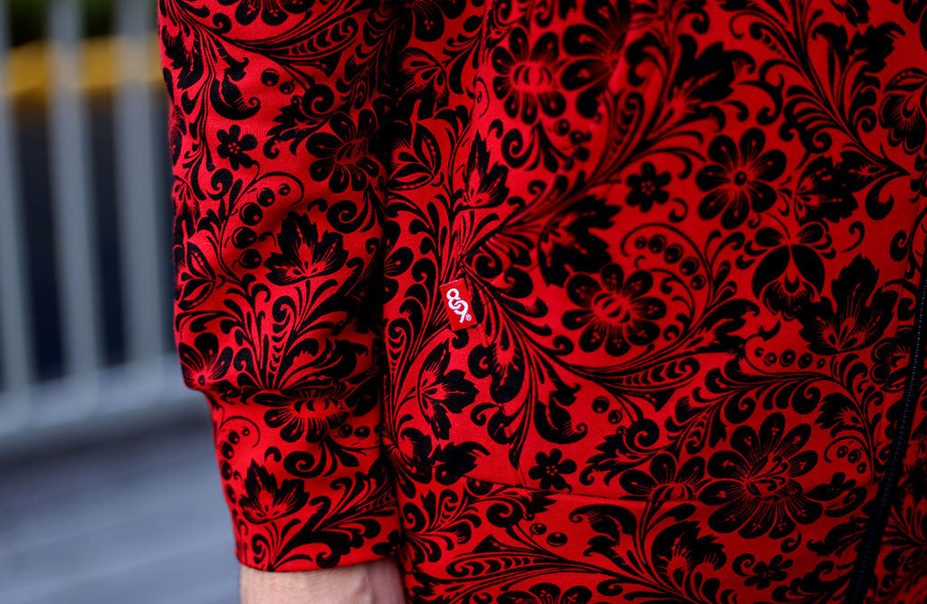 Red Khoklohoma Zip Up Hoodie sleeve