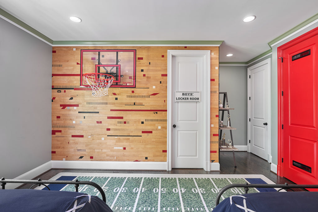 Stikwood weathered wood | wood plank wall covering | basketball wall