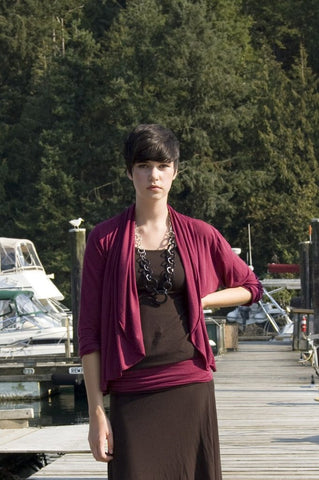 Shania Cardigan. Organic cotton and bamboo made in Vancouver in rose