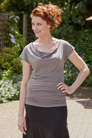 Kelly Drape T Shirt in Bamboo and Organic Cotton, made in Canada, Made in Vancouver Eco Fashion