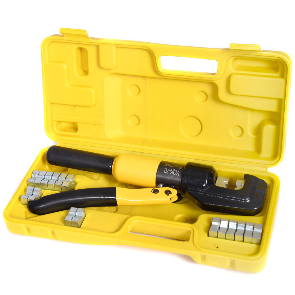 10T Hydraulic Wire Cable Battery Lug Crimper Terminal Crimping Tool with 14 Dies 