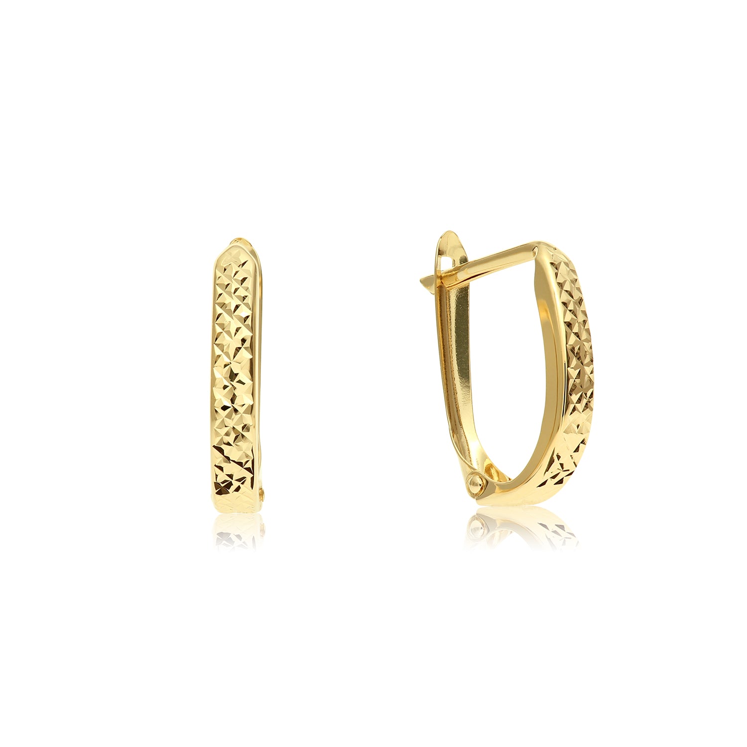 Jewel Tie 14K Yellow Gold Diamond-Cut Fancy Hollow Oval Hoop Earrings 24 X 27mm
