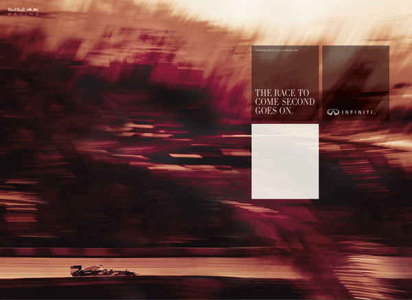 Infiniti F1 'The race to come second goes on' ad / copywriter: Sean Doyle 