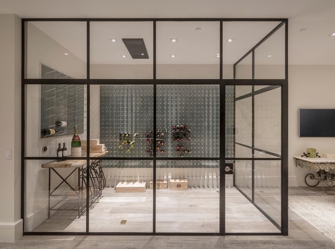 glass enclosed wine room in san francisco luxury home