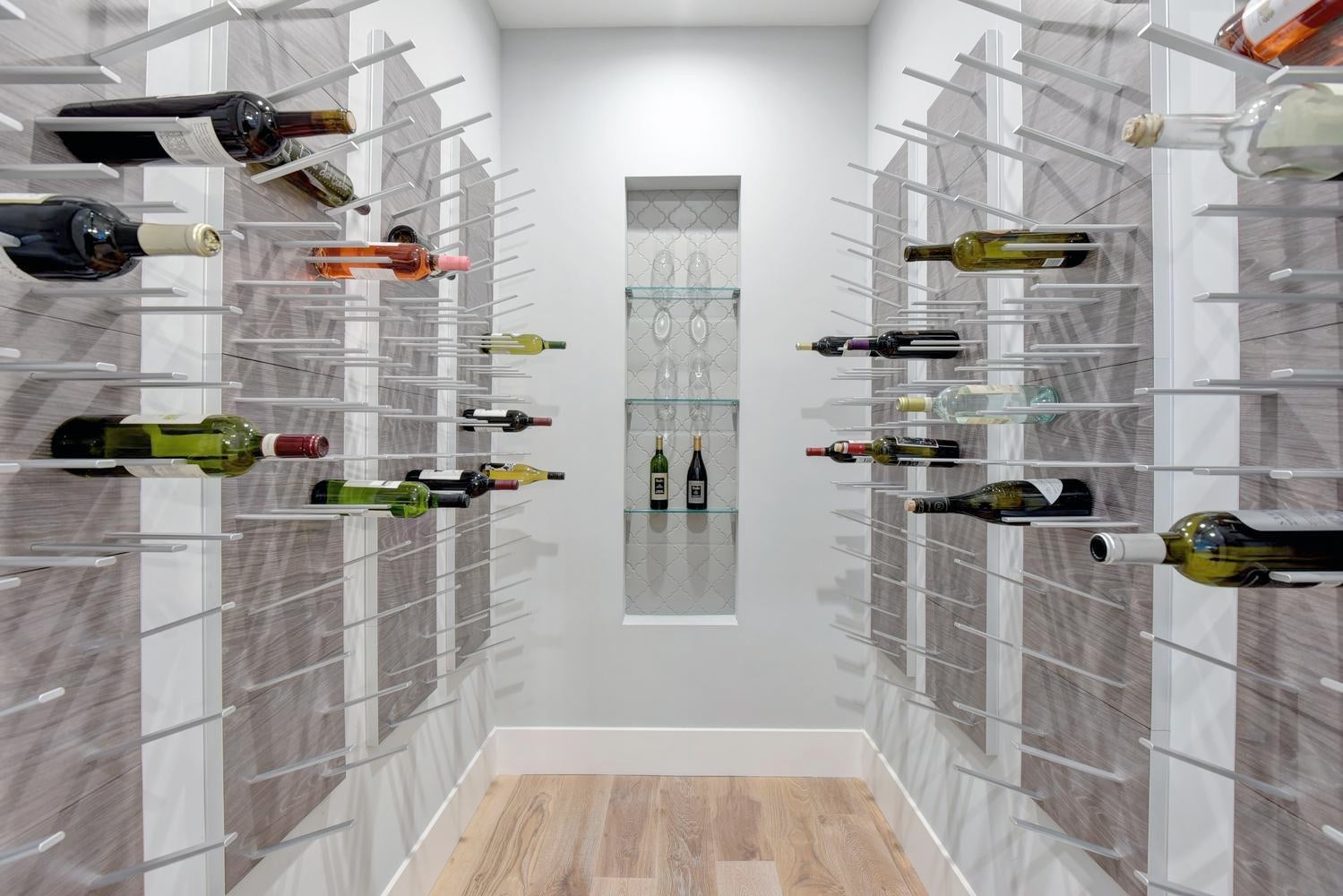 contemporary wine cellar in los altos luxury home