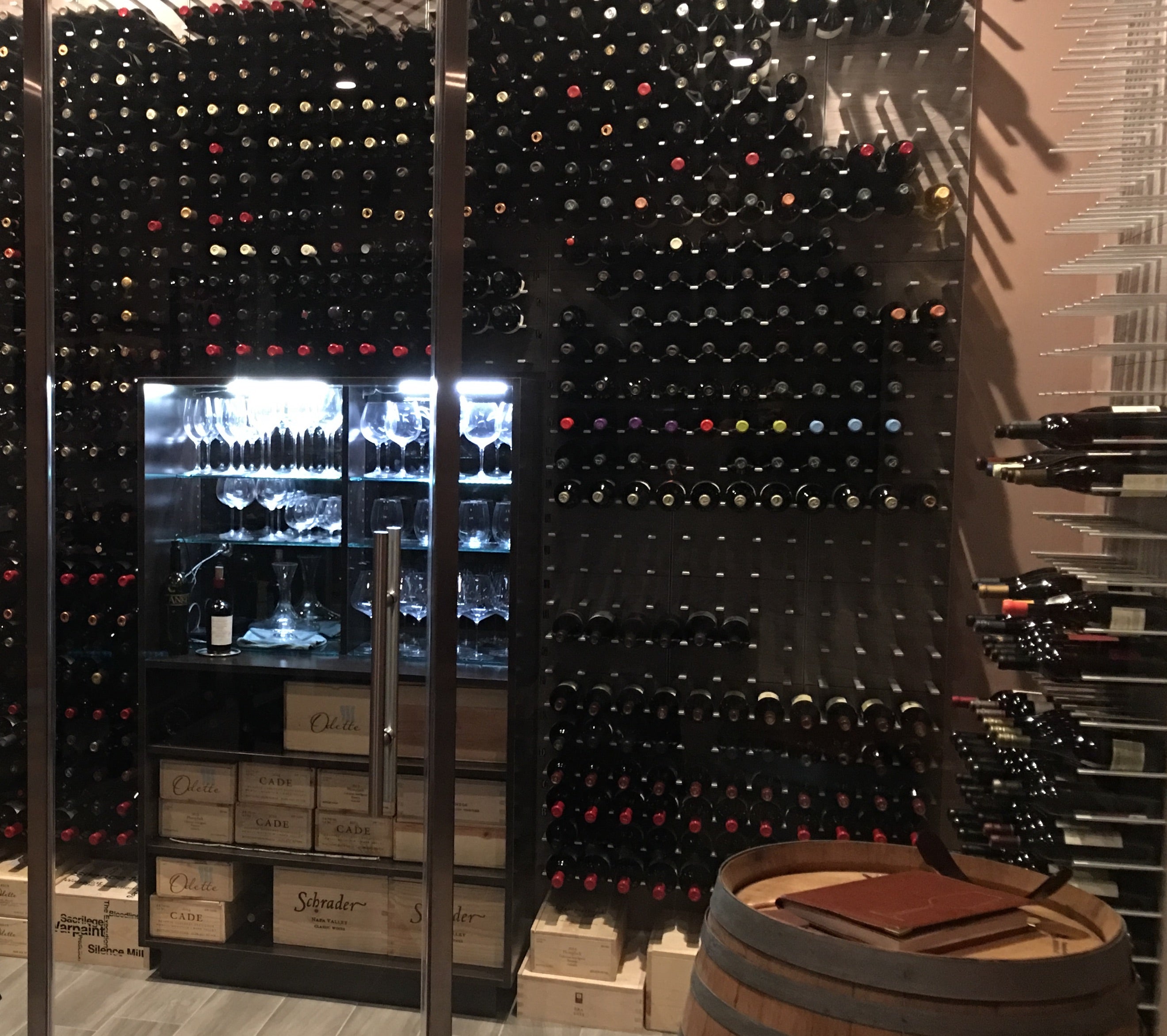 glass partitioned wine room