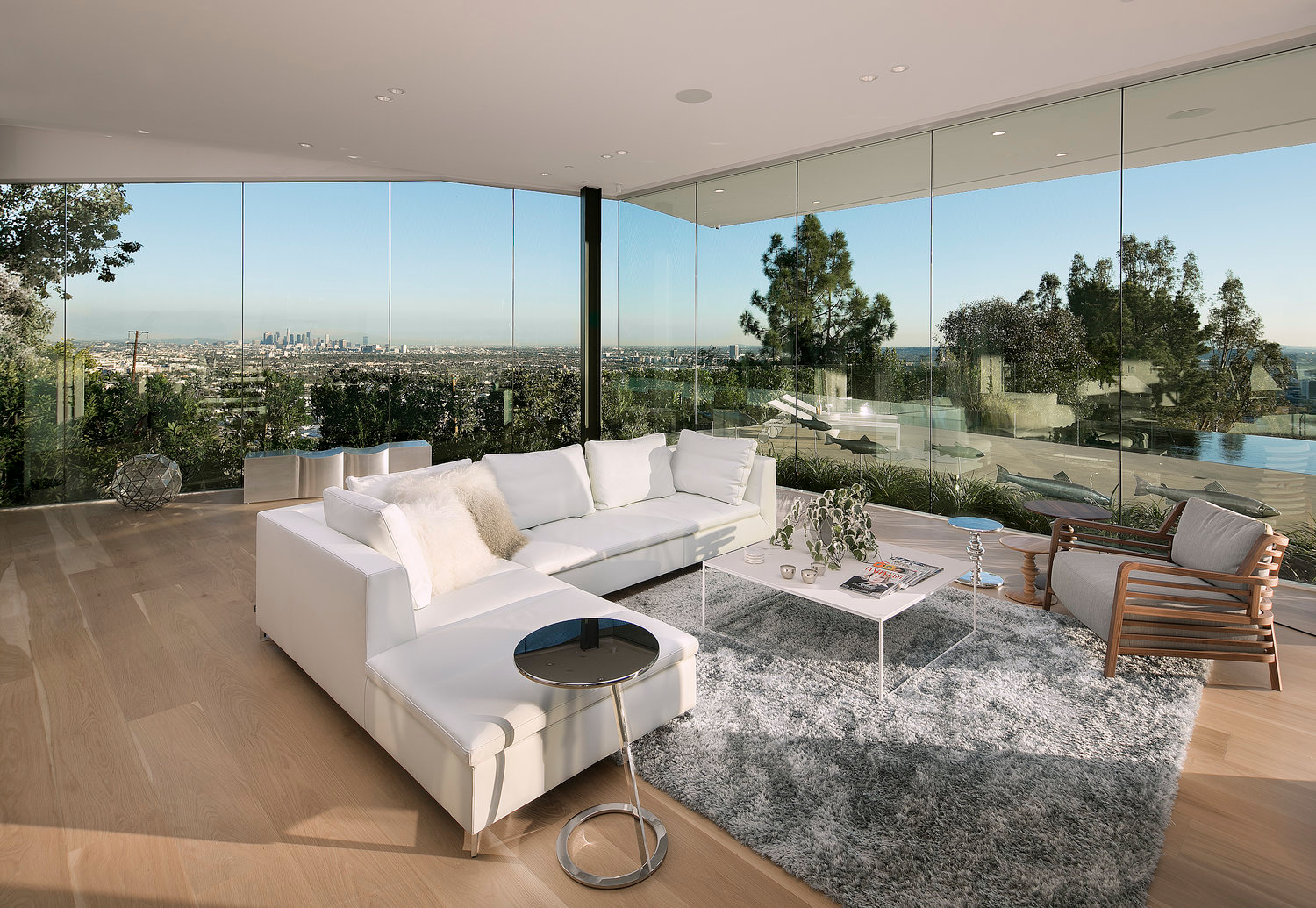 edge to edge glass walls hollywood hills home design