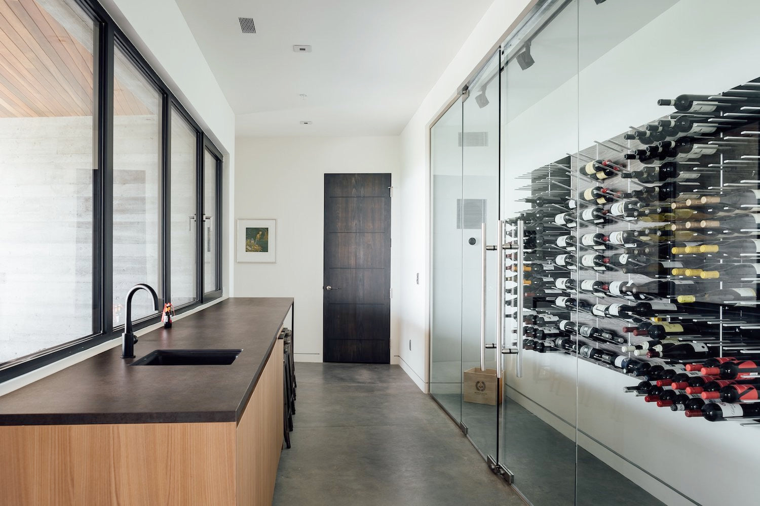 modern glass wine room design - park city utah