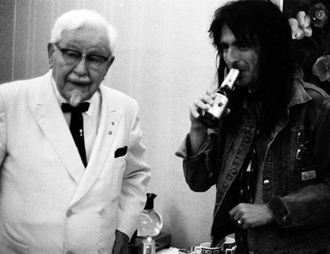 Alice Cooper Drinking Beer With KFC Colonel Sanders