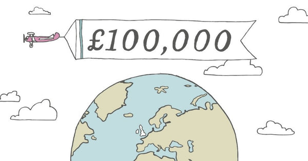 Image of the world with £100,000 written over the top