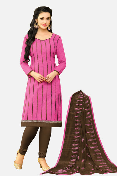 Designer Straight Cut:atisundar graceful Pink Designer Embroidered Suit - 14521 - click to zoom