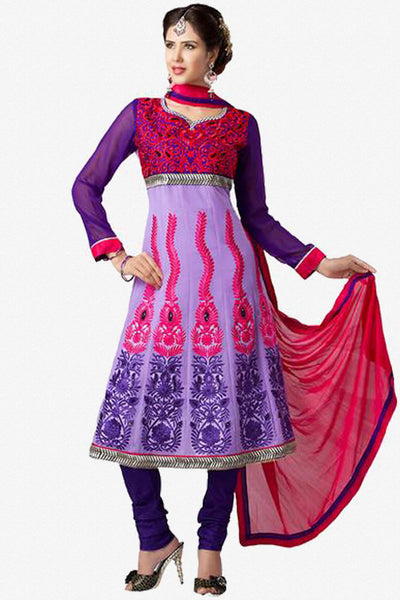 Beautiful Embroidery Purple Unstitched Salwar Kameez By atisundar - 2894 - click to zoom