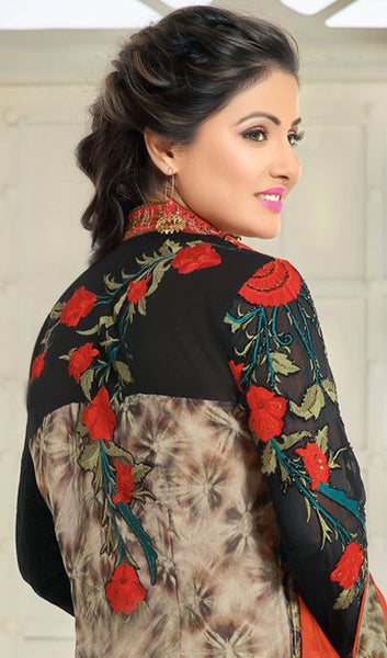The Heena Khan Collection:atisundar magnificent Orange And Multi Designer Prints with Embroidery - 9778 - atisundar - 3 - click to zoom