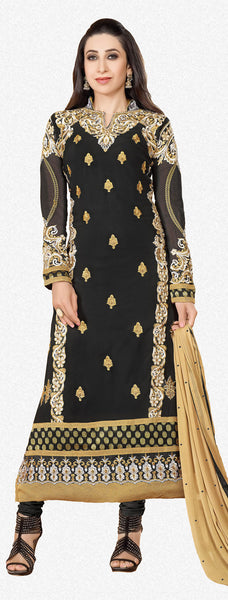 Designer Party Wear Straight Cut Suits:atisundar Beautiful 60 Gm Georgette Designer Party Wear Straight Cut Suits In Faux Georgette in Black - 5826 - atisundar - 2 - click to zoom